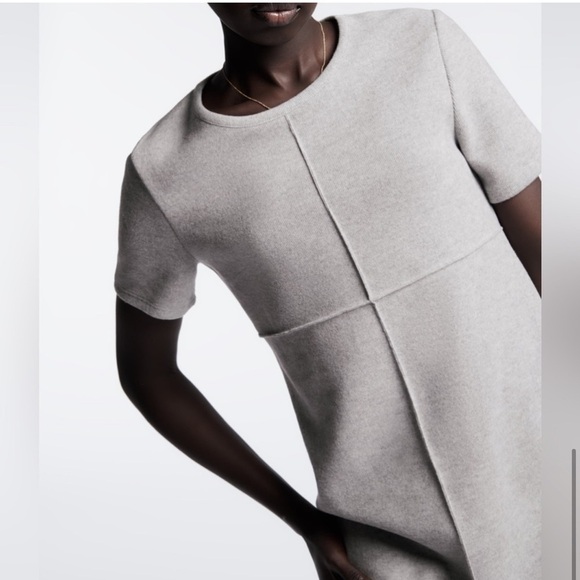 NWT Zara Minimalist Everyday Knit Exposed Seam Gray Mini Dress - Picture 3 of 14